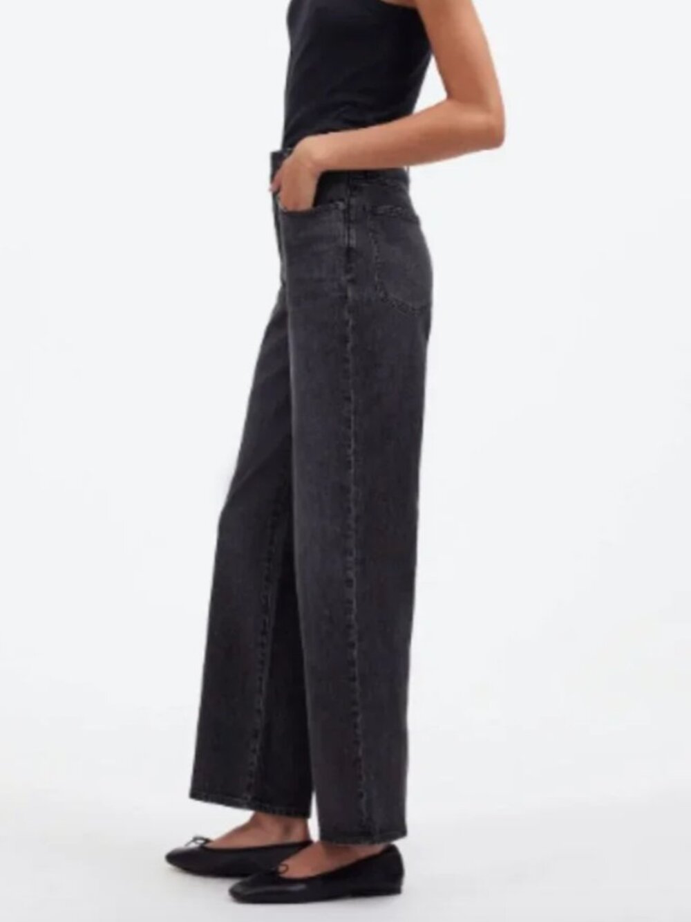 Madewell the perfect vintage wide leg crop Black Jeans 26